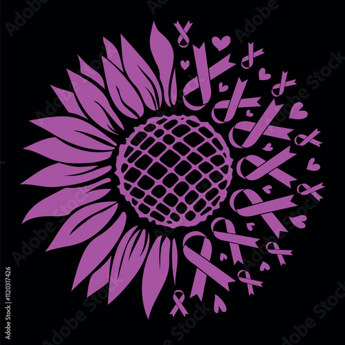 Purple ribbon epilepsy awareness month in november vector illustration
