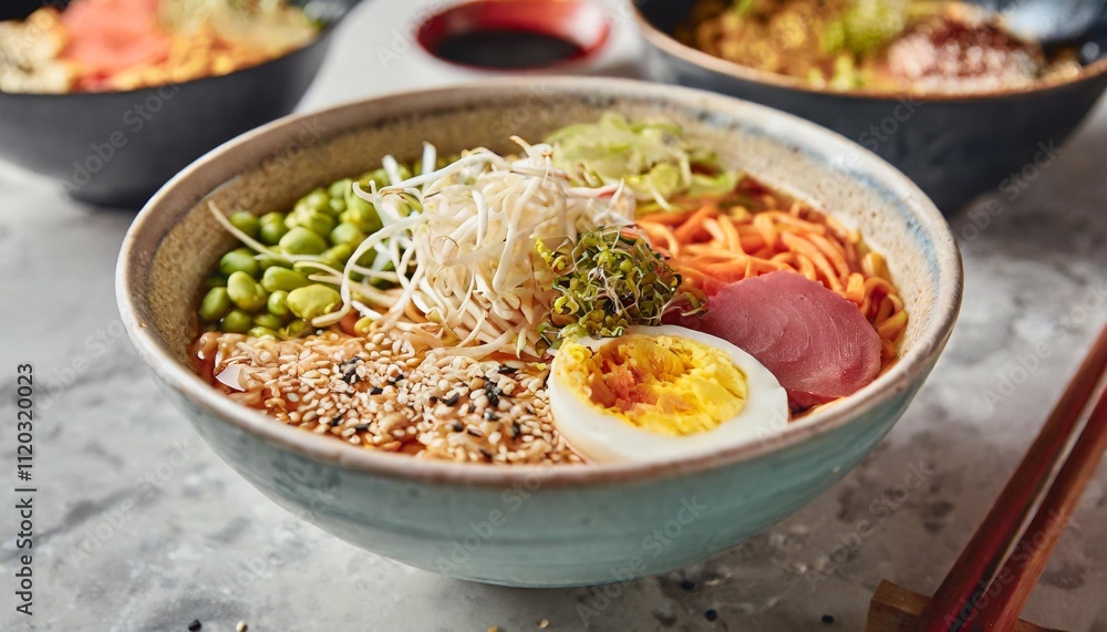 Flavorful Ramen Bowls Highlighted in Artistic and Vibrant Food Photography Presentations Flavorful Ramen Bowls Highlighted in Artistic and Vibrant Food Photography Presentations