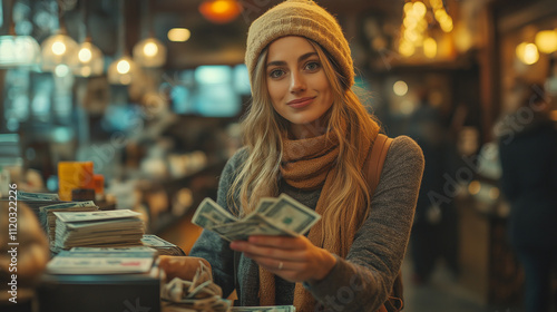 woman counting money