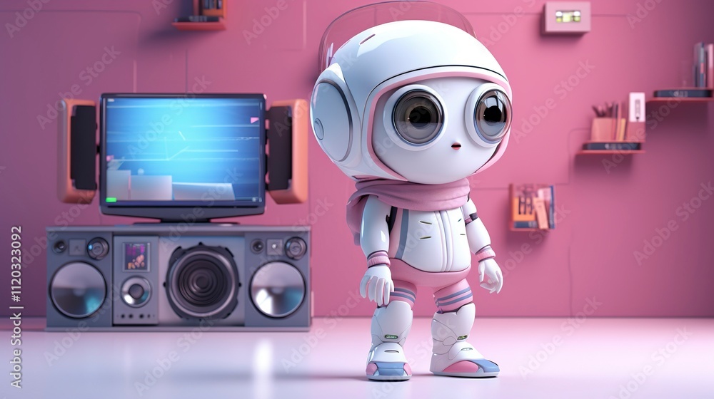 Naklejka premium A photo of a 3D character with a sleek and modern smart gadget