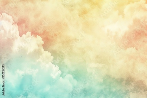 A colorful sky with clouds and a light blue background