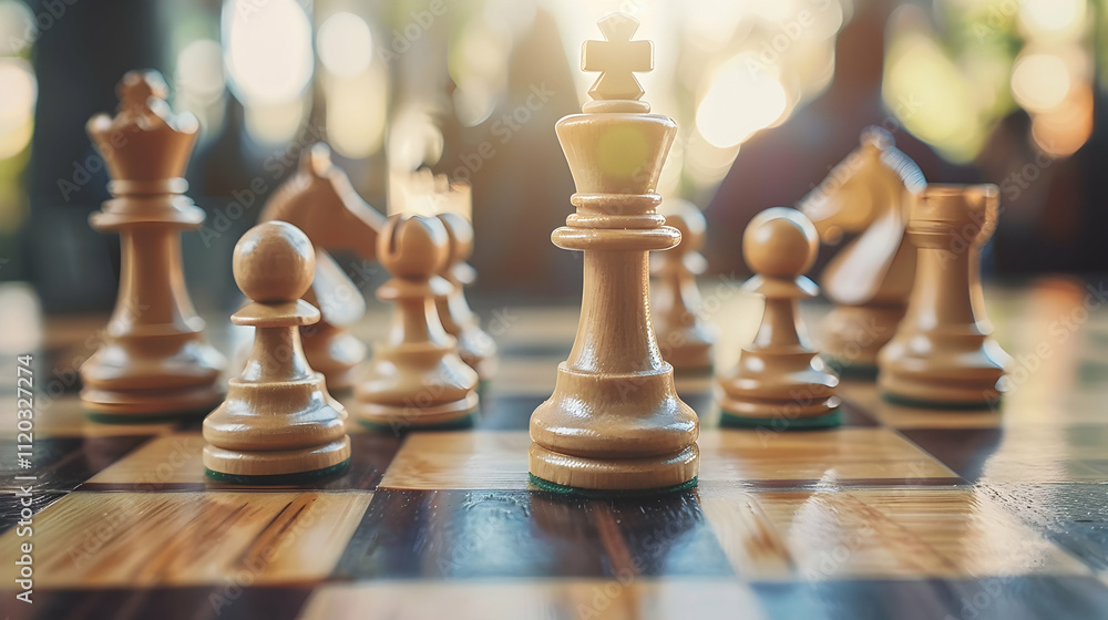 selective focus of wooden chess pieces on chess board selective focus of wooden chess pieces on chess board