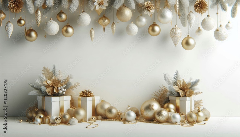 a white and gold Christmas ornament with a white background. a white and gold Christmas ornament with a white background.