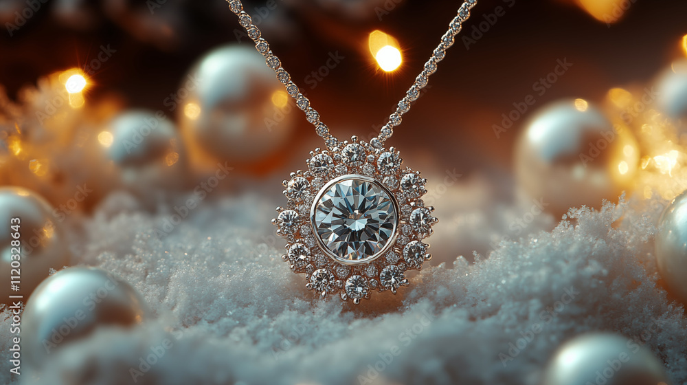 Elegant Diamond Necklace Amidst Sparkling Holiday Lights Elegant Diamond Necklace Amidst Sparkling Holiday Lights
