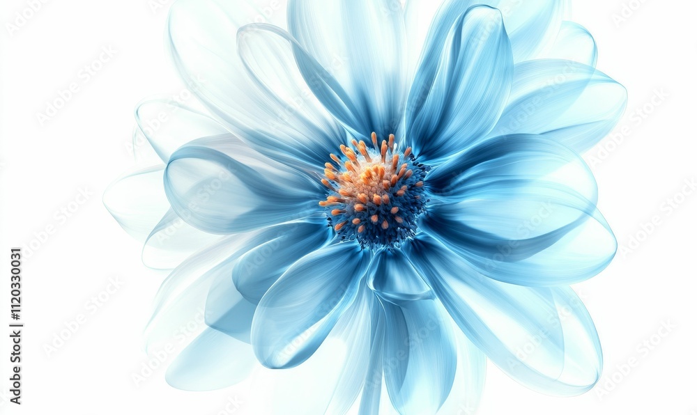 Obraz premium Abstract blue flower, translucent petals, soft focus.