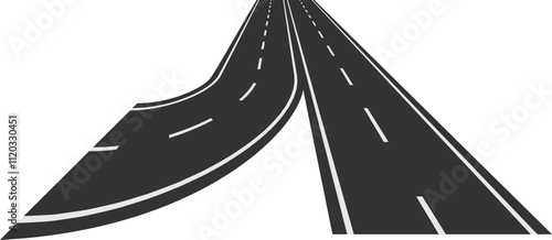 Two diverging roads stretch into the distance, symbolizing choices, opportunities, and the journey of life with its various paths and destinations