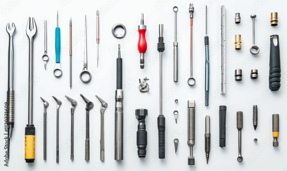 Precision instruments arranged neatly on white. Precision instruments arranged neatly on white.