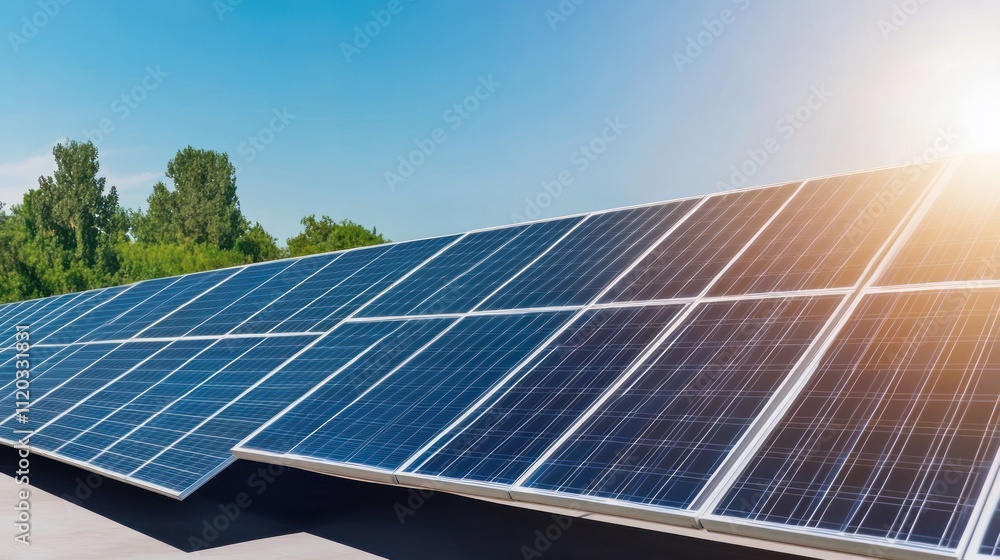 Solar panels installed on a rooftop, harnessing renewable energy. Solar panels installed on a rooftop, harnessing renewable energy.
