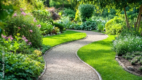 Show a professional gardener applying natural weed control sprays on a garden path.