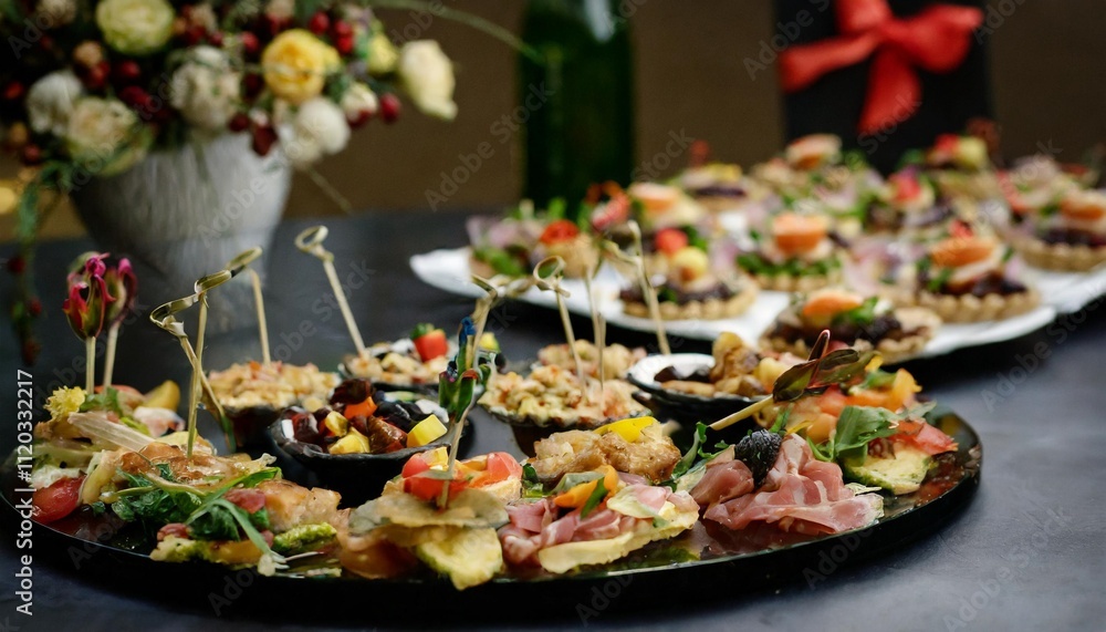Fototapeta premium Easy-to-Make Party Platters Designed with Dynamic Food Photography and Festive Arrangements