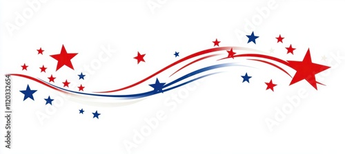 red, white, and blue stars on an isolated background with no shadows or highlights, for a USA theme Generative AI