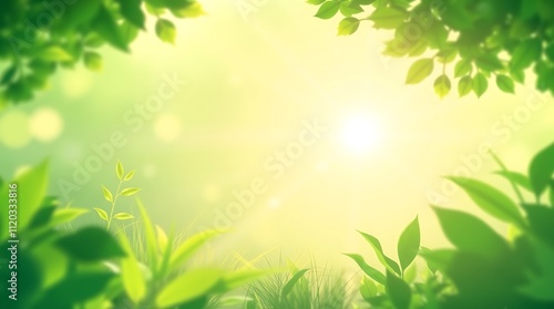 Sunlit Green Frame: Lush foliage creates a vibrant, sun-drenched frame, perfect for showcasing spring, summer, or nature-themed projects.