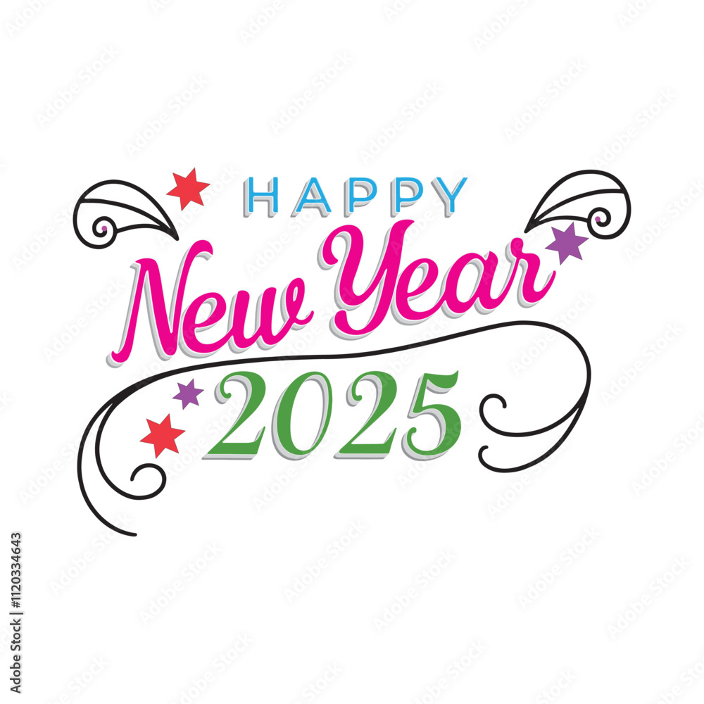 Obraz premium Happy New Year 2025 3d text effect 