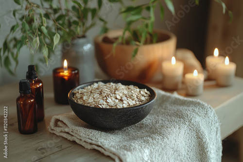 Calming Oatmeal Bath Setup for Gentle Skin Care and Relaxation
