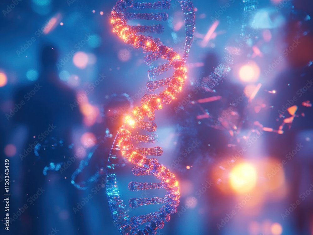 DNA Helix in Futuristic Glowing Lights DNA Helix in Futuristic Glowing Lights