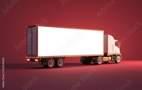 Bold Red Semi-Truck Trailer with a Christmas Red Studio Lighting photo