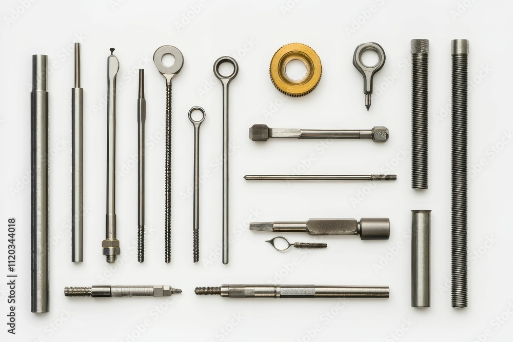 Precision metal tools arranged neatly. Precision metal tools arranged neatly.
