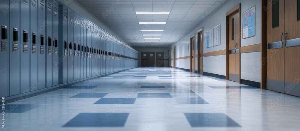 Empty School Hallway