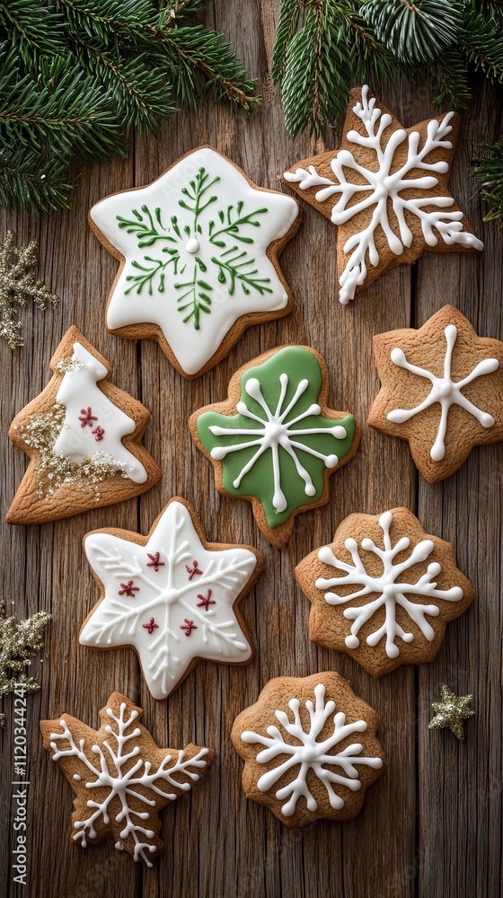 Christmas Gingerbread Cookies with Snowflake Designs Christmas Gingerbread Cookies with Snowflake Designs