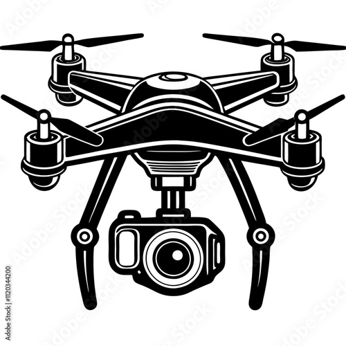 Drone with camera silhouette vector