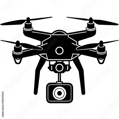 Drone with camera silhouette vector