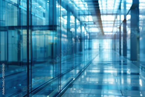 Wallpaper Mural A large, empty room with blue walls and glass windows Torontodigital.ca