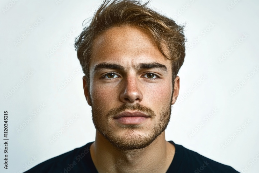 Young caucasian male with light brown hair and facial hair Young caucasian male with light brown hair and facial hair