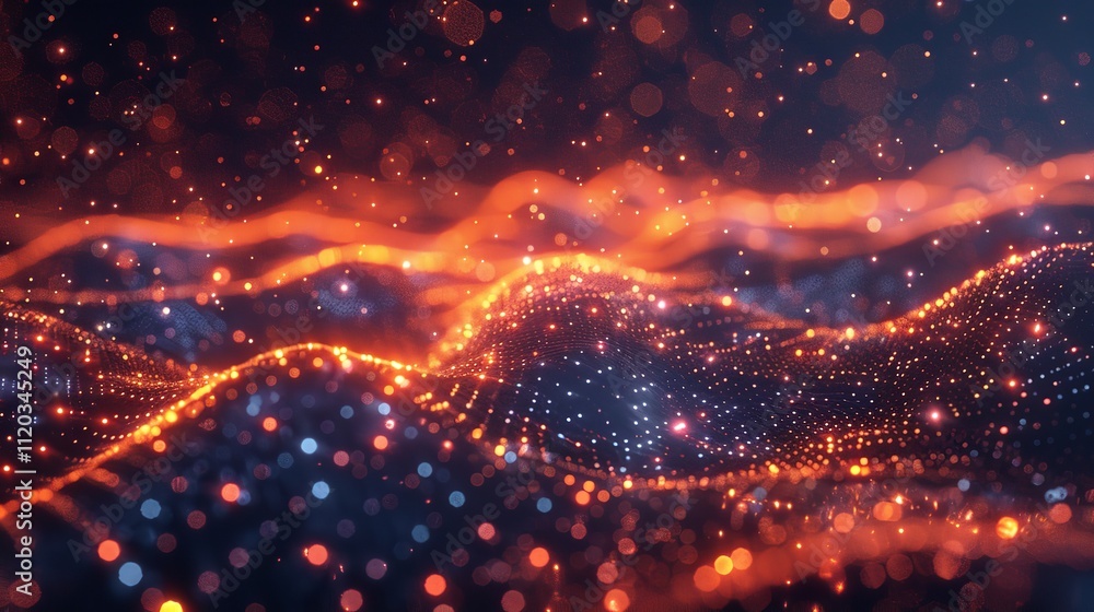 Fototapeta premium Abstract digital wave with glowing particles - generative Ai.