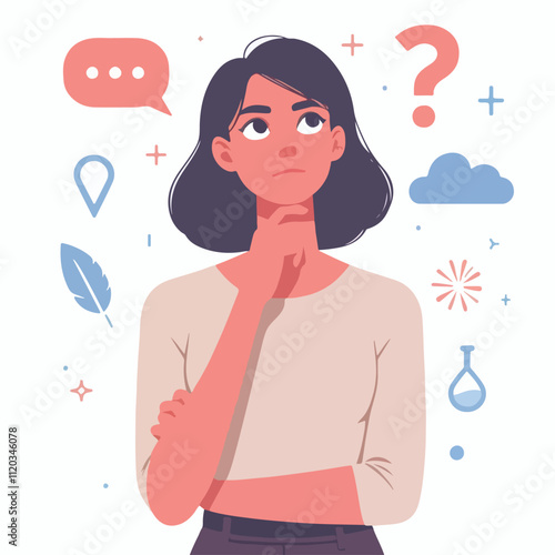 a girl is thinking vector