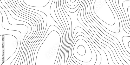 Black and white contours topography stylized height of the lines map geographic mountain relief, black wave lines paper curved reliefs abstract background with seamless geometric pattern.