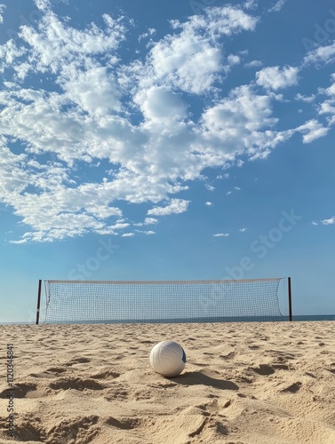 Beach Volleyball: Sunny Day Fun - Beach, volleyball, net, sand, summer.  Perfect for active lifestyle, travel, and sports themes. photo