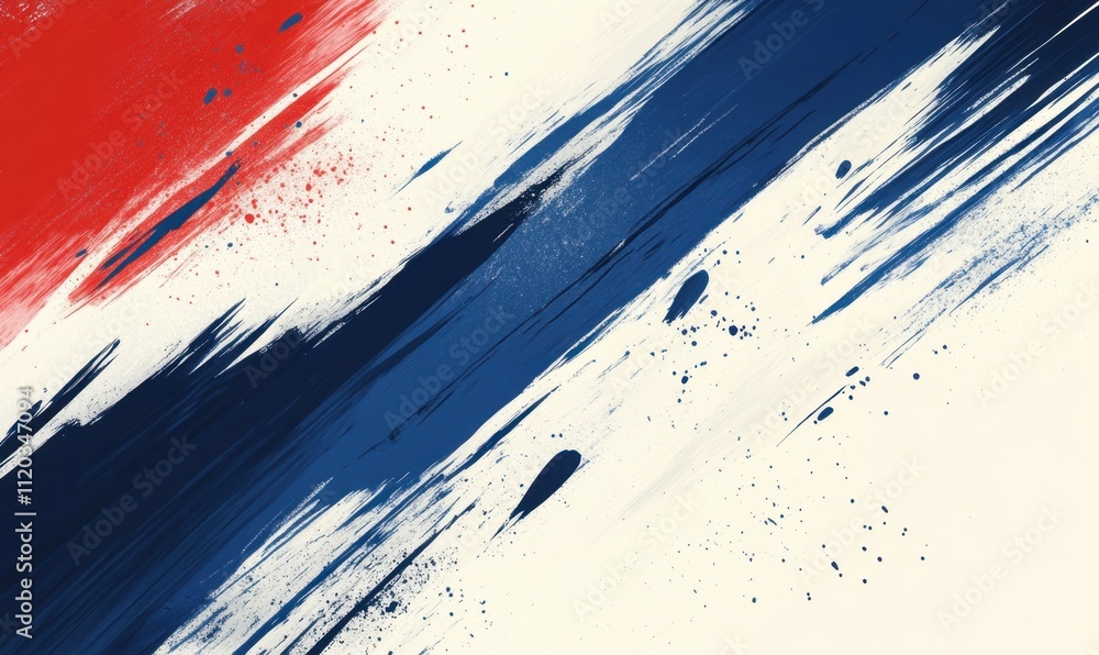 Abstract brush strokes in navy blue, white and red representing the French flag, with a clean background Generative AI Abstract brush strokes in navy blue, white and red representing the French flag, with a clean background Generative AI