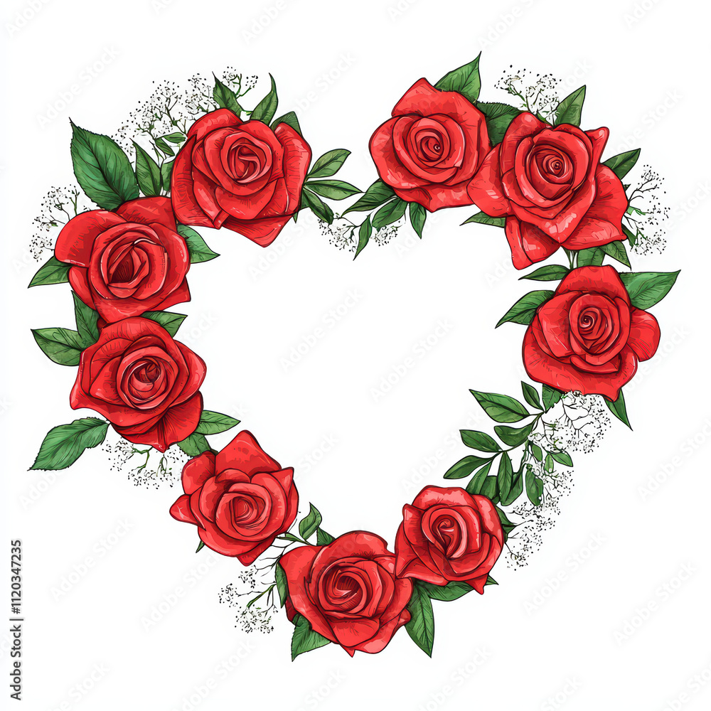 beautiful heart shaped arrangement of red roses, surrounded by green leaves and delicate white flowers, perfect for expressing love and affection beautiful heart shaped arrangement of red roses, surrounded by green leaves and delicate white flowers, perfect for expressing love and affection