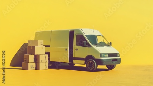 Delivery truck with boxes. sale promotion images photo