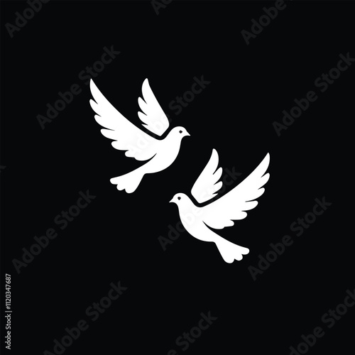Two pigeons flying
