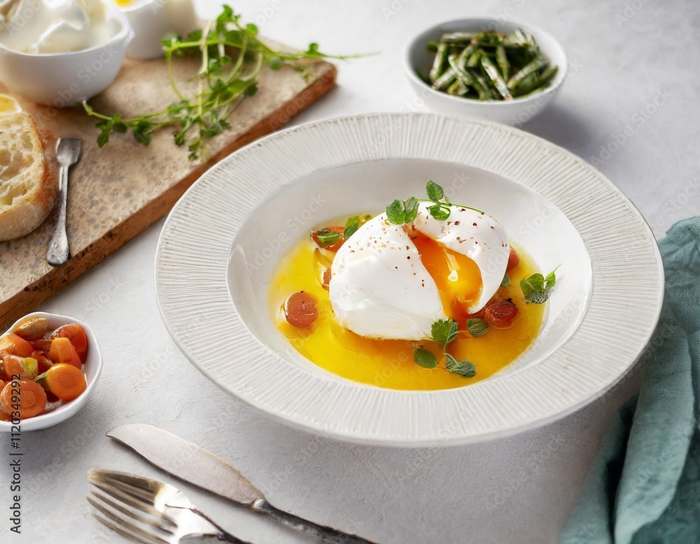 Perfectly Poached Egg Recipes Styled in Elegant and Artistic Food Photography Concepts