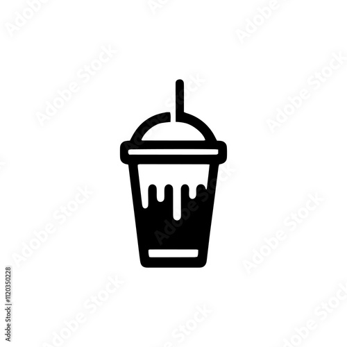 Simple Vector Icon of a iced milk tea cup – Logo Design Illustration