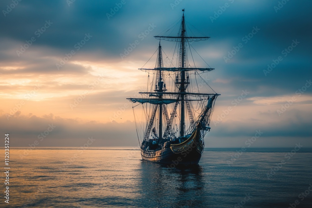 Majestic Tall Ship at Sunset: A Symbol of Exploration and Adventure - Sunset, ocean, tall ship, adventure, exploration. Symbolizes journey, freedom, discovery, hope, and the past. Majestic Tall Ship at Sunset: A Symbol of Exploration and Adventure - Sunset, ocean, tall ship, adventure, exploration. Symbolizes journey, freedom, discovery, hope, and the past.