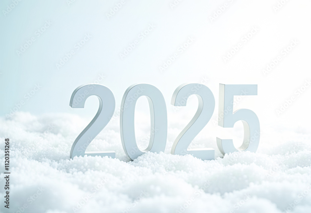Happy New Year 2025 white numbers on snow with decorative snowflakes and text To a Beautiful new year celebration festive winter holidays greeting card background banner template with copy space Happy New Year 2025 white numbers on snow with decorative snowflakes and text To a Beautiful new year celebration festive winter holidays greeting card background banner template with copy space