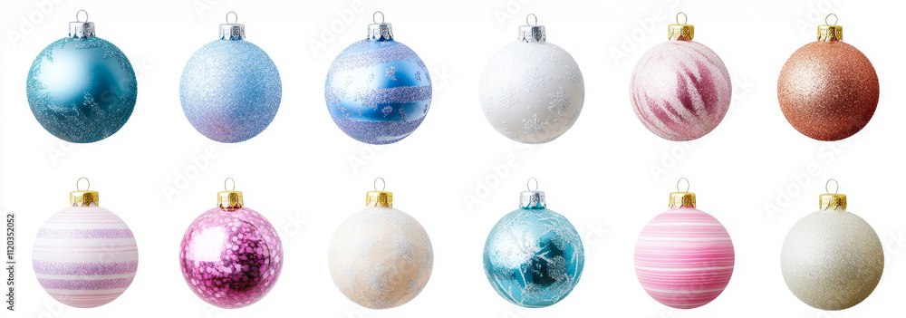 Pastel Christmas Ornaments: A Festive Collection - Elegant pastel Christmas baubles, symbolizing joy, celebration, winter, tradition, and festive cheer.