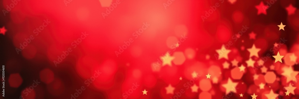 Decorative red background with shimmering stars creating a festive atmosphere Decorative red background with shimmering stars creating a festive atmosphere