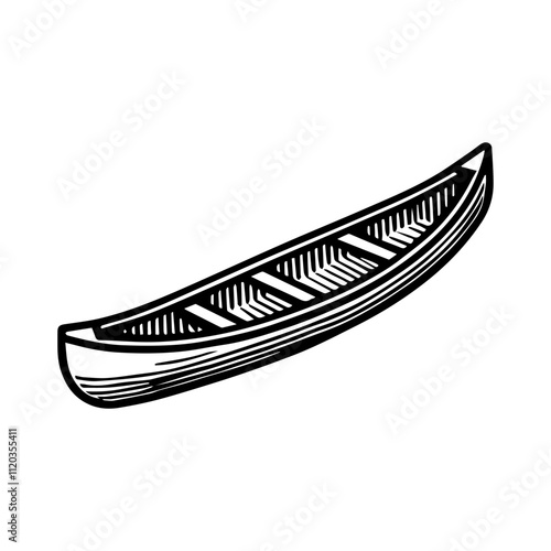 Simple Vector Icon of a Canoes – Logo Design Illustration
