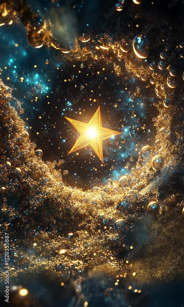 Enchanting Cosmic Star Surrounded by a Mystical Swirl of Light and Bubbles, Illuminating the Deep Expanse of a Celestial Universe in Vibrant Colors Enchanting Cosmic Star Surrounded by a Mystical Swirl of Light and Bubbles, Illuminating the Deep Expanse of a Celestial Universe in Vibrant Colors
