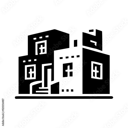 Simple Vector Icon of a Adobe houses – Logo Design Illustration