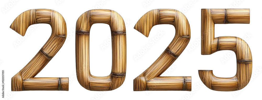 3D text 2025 with bamboo texture 3D text 2025 with bamboo texture