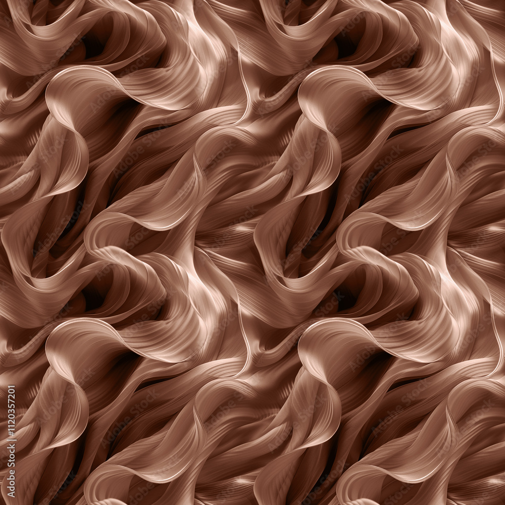 Fototapeta premium Mocha Mousse color of year 2025. Seamless texture of brown silk chiffon fabric textile background