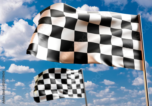 Two racing flags. Checkered...