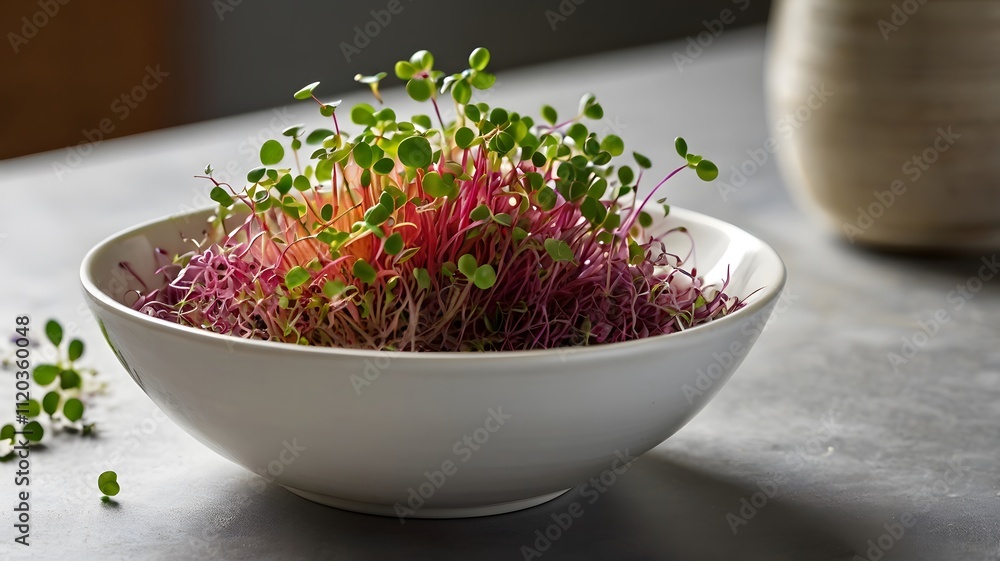Bowl of Fresh Red Green Microgreens Sprouts Bowl of Fresh Red Green Microgreens Sprouts