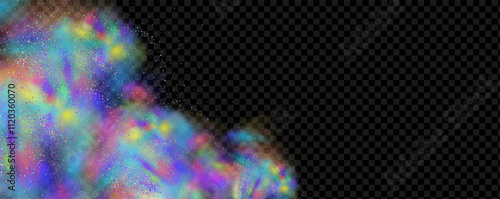 Spicy burst powder. Splashes of red pepper explosion. Overlay effect of chili or paprika spice splatters. Vector realistic illustration of hot, dried spices.