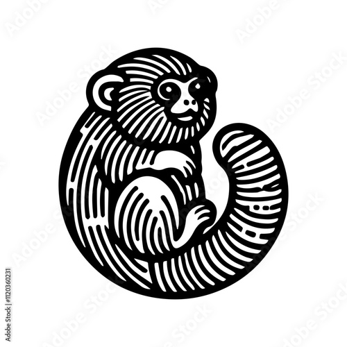 Simple Vector Icon of a Pygmy Marmoset – Logo Design Illustration